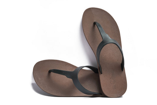 Thongs Brown Sole Black Strap
