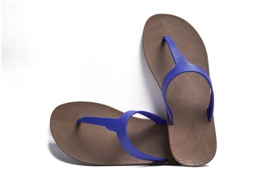 Thongs Brown Sole Blue Strap