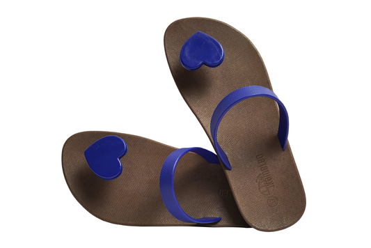 Poppi Heart Brown Sole Blue Strap