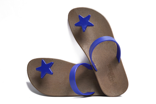 Poppi Star Brown Sole Blue Strap
