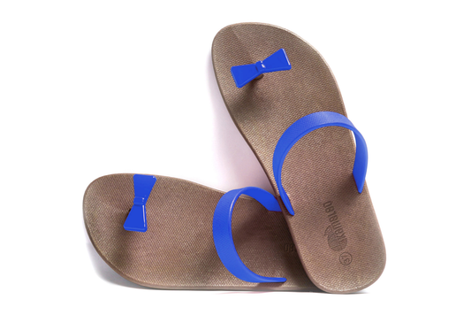 Poppi Bow Brown Sole Blue Strap