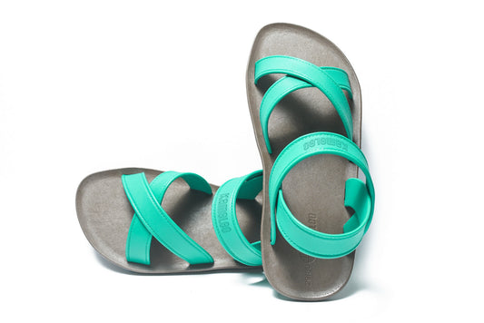Cross Plus Kids Brown Sole Green Strap