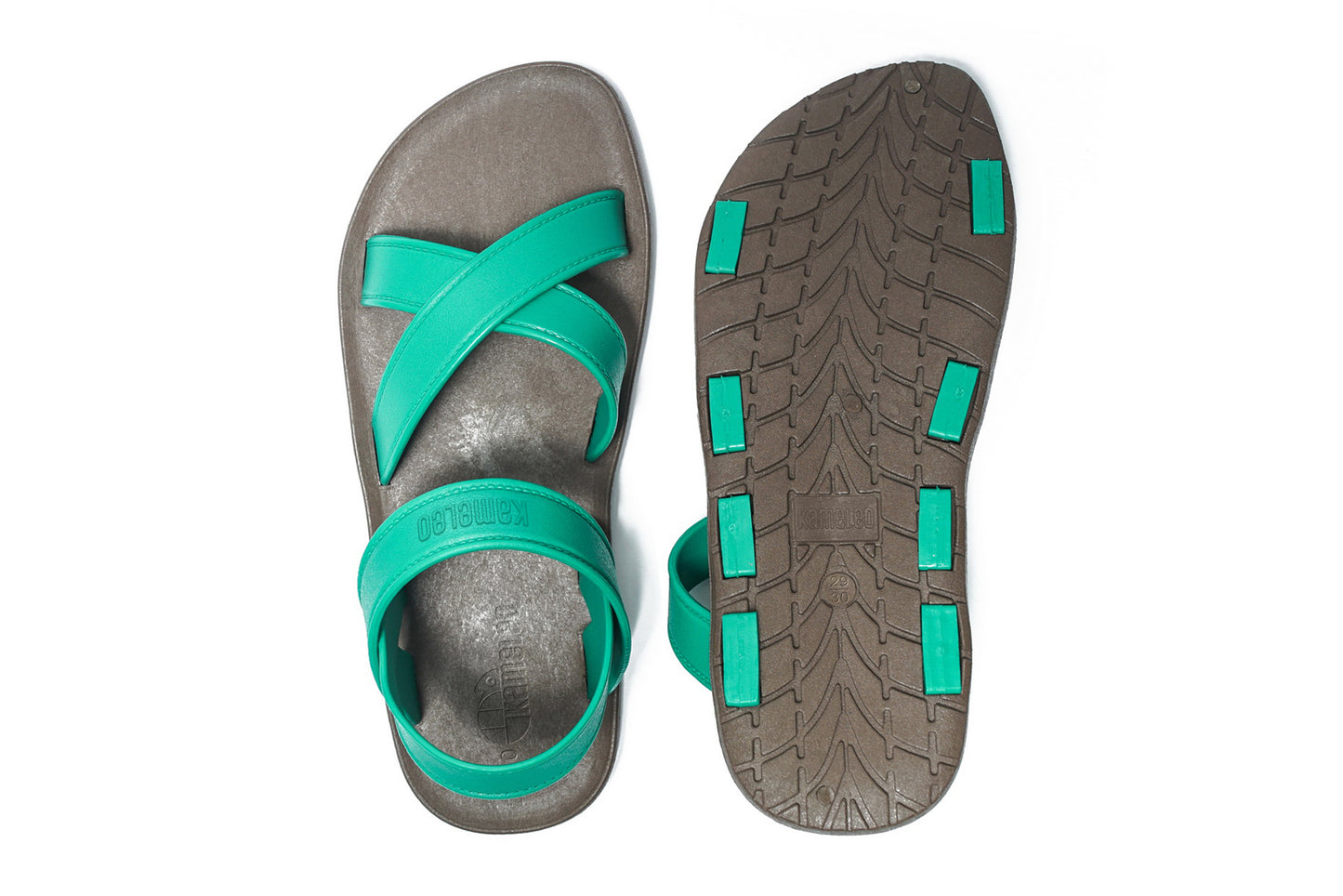 Cross Plus Kids Brown Sole Green Strap