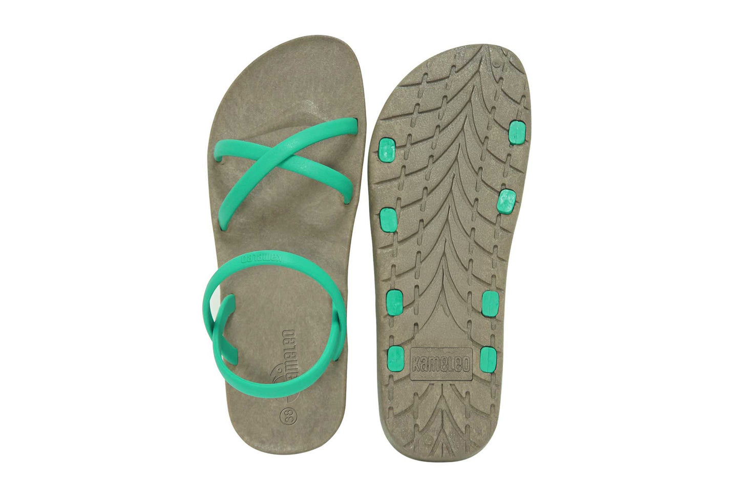 Cross Slim Brown Sole Green Strap