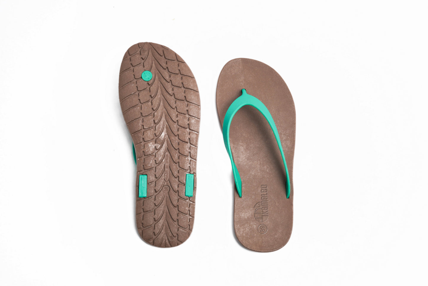 Flippy Brown Sole Green Strap
