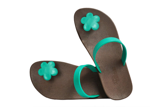 Poppi Flora Brown Sole Green Strap