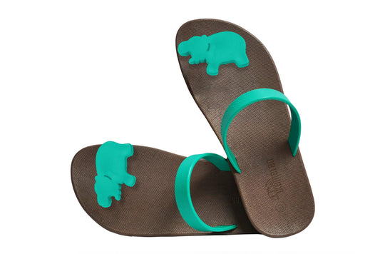 Poppi Hippo Brown Sole Green Strap