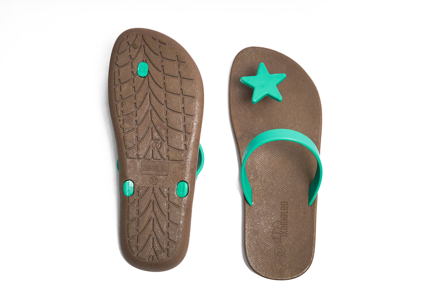 Poppi Star Brown Sole Green Strap