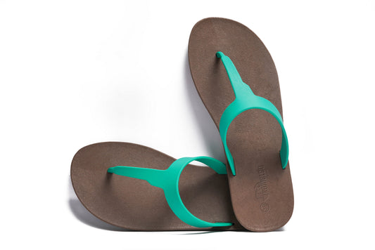 Thongs Brown Sole Green Strap