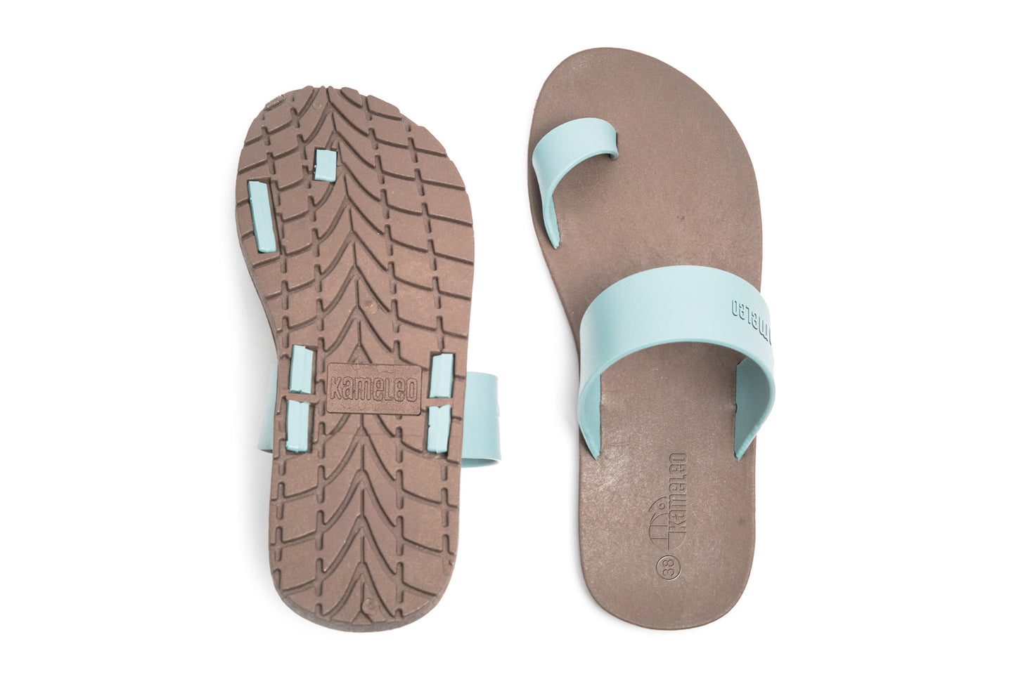 Pop Thumb Brown Sole Grey Strap