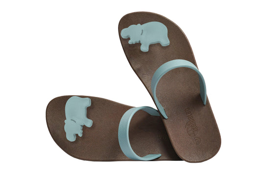Poppi Hippo Brown Sole Grey Strap