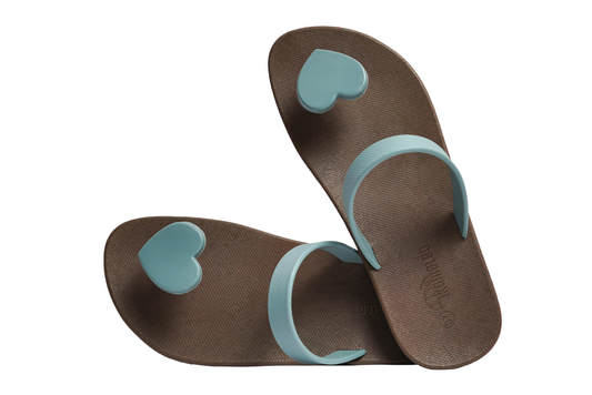 Poppi Heart Brown Sole Grey Strap