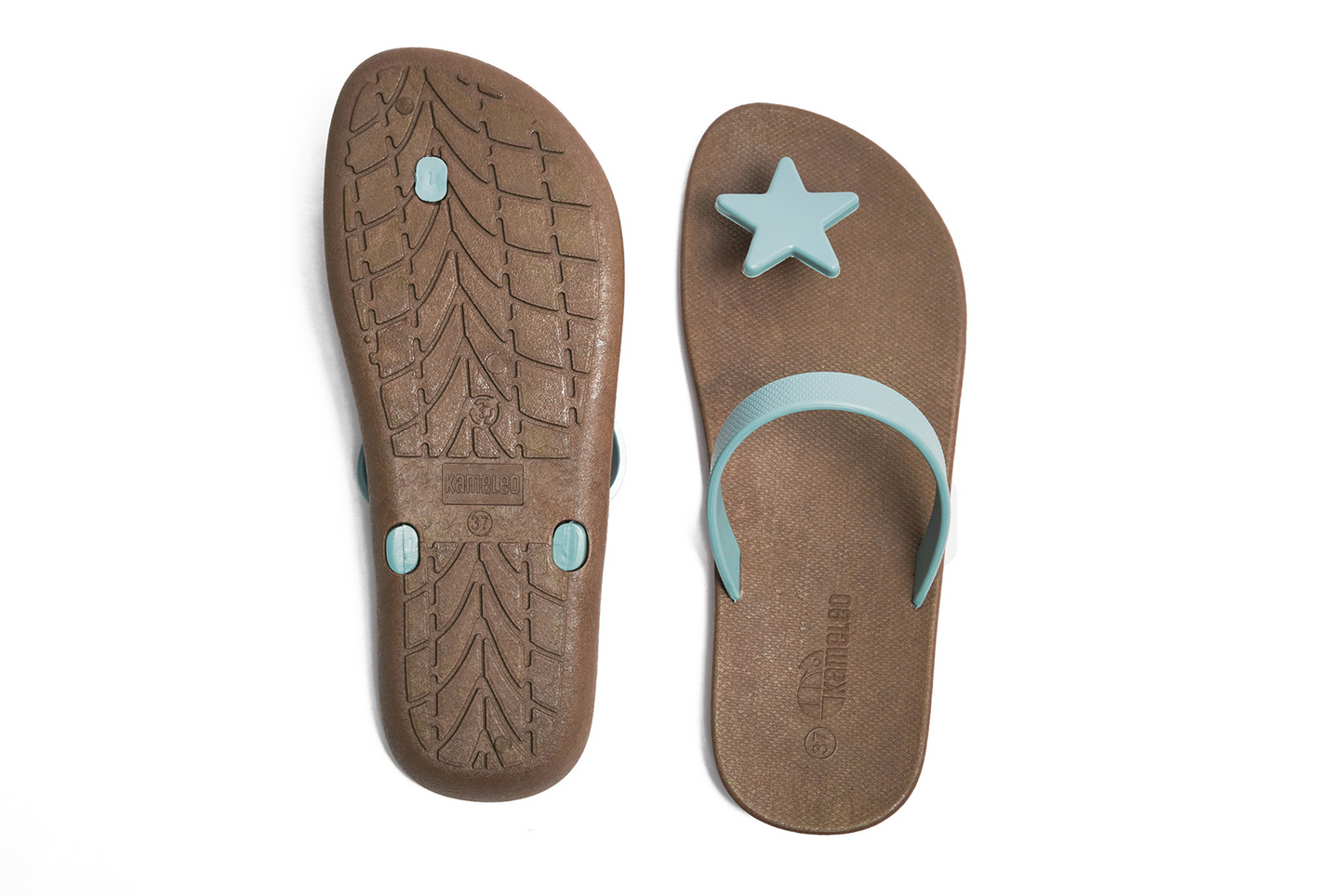 Poppi Star Brown Sole Grey Strap