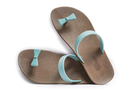 Poppi Bow Brown Sole Grey Strap