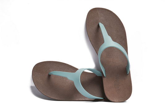 Thongs Brown Sole Grey Strap
