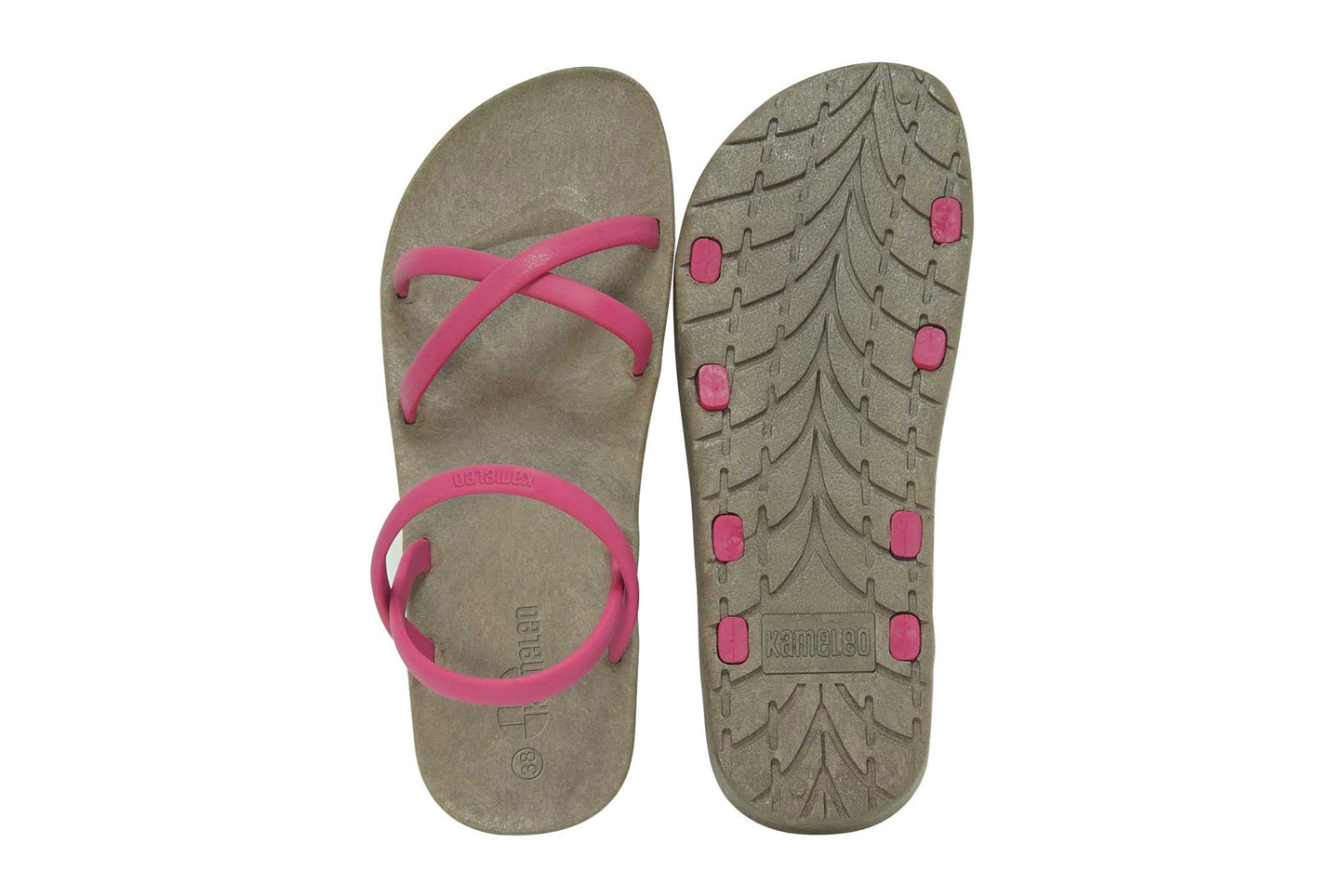 Cross Slim Brown Sole Pink Strap