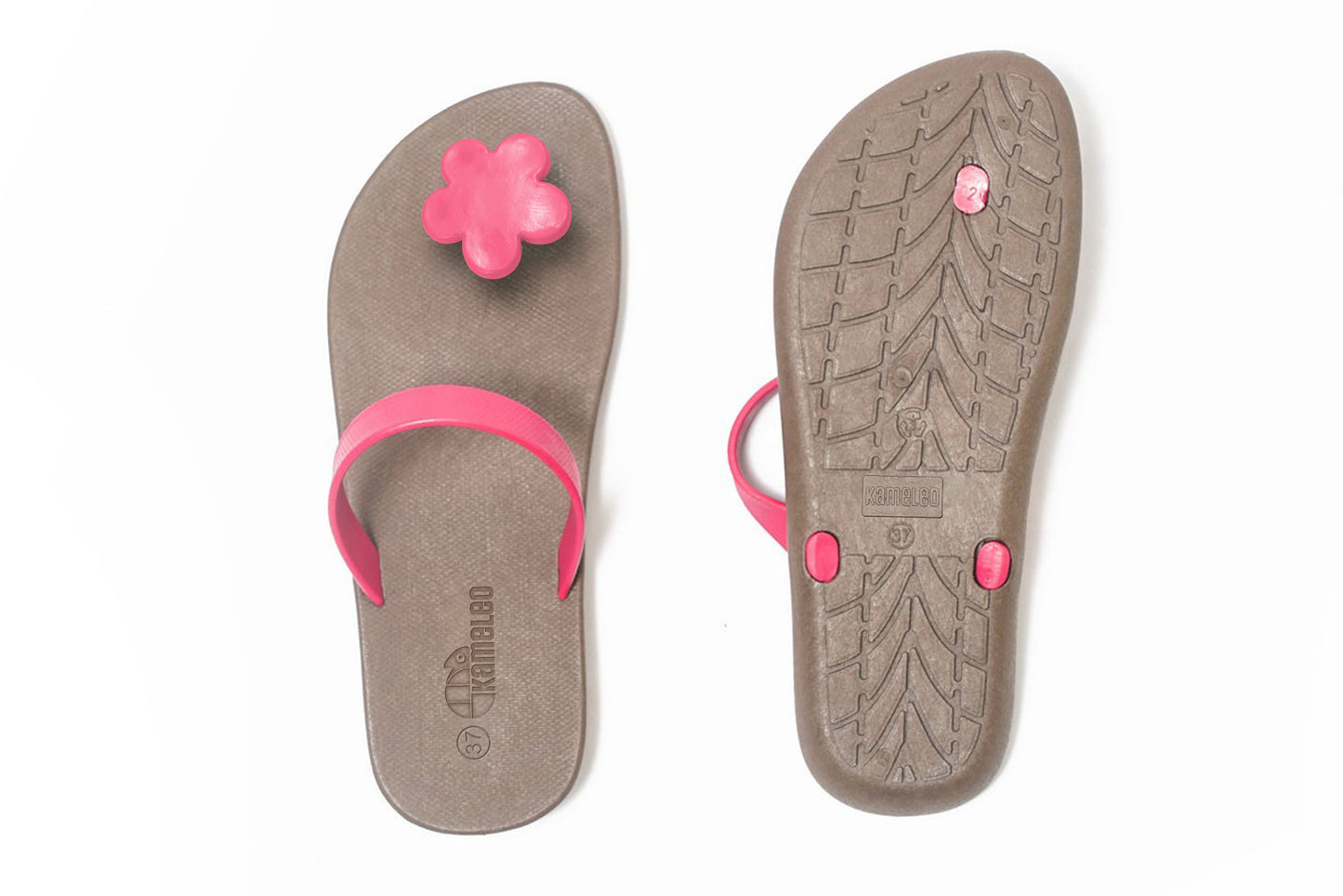Poppi Flora Brown Sole Pink Strap