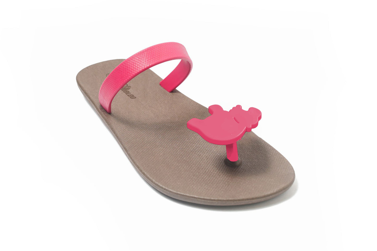 Poppi Hippo Brown Sole Pink Strap