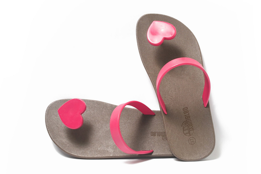 Poppi Heart Brown Sole Pink Strap
