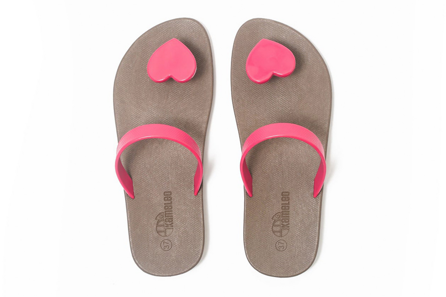 Poppi Heart Brown Sole Pink Strap