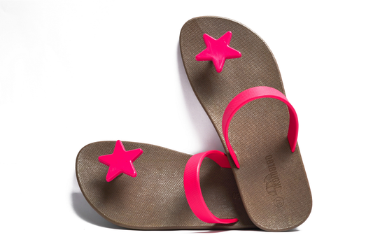 Poppi Star Brown Sole Pink Strap