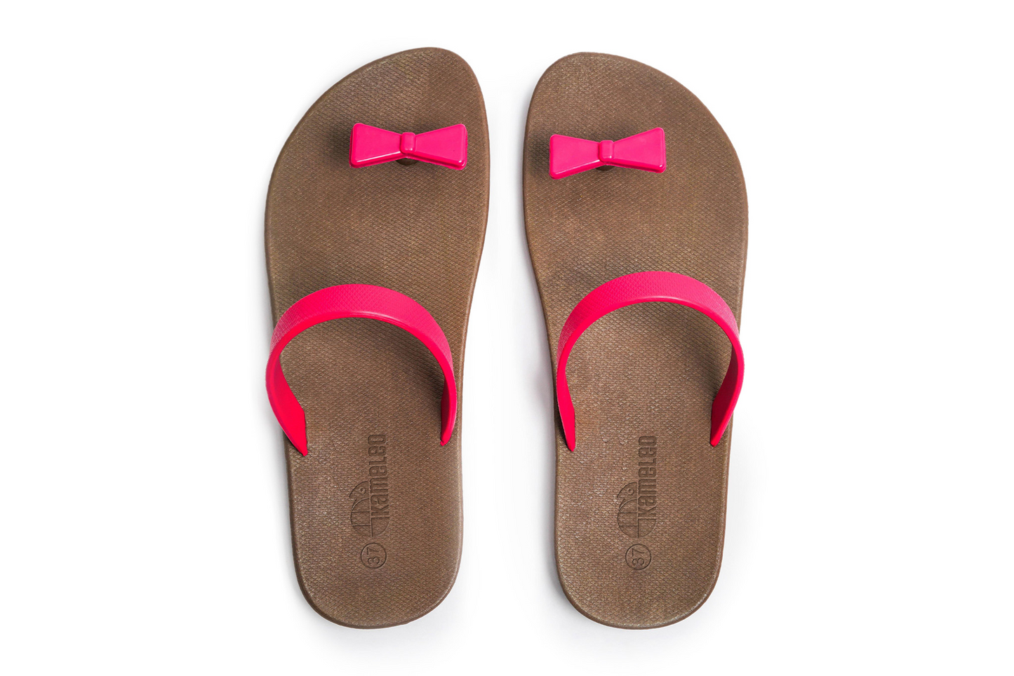 Poppi Bow Brown Sole Pink Strap