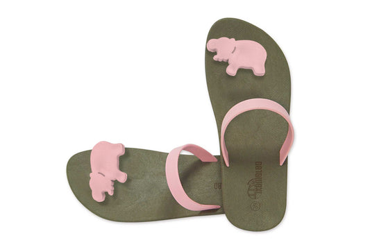 Poppi Hippo Brown Sole LightPink Strap