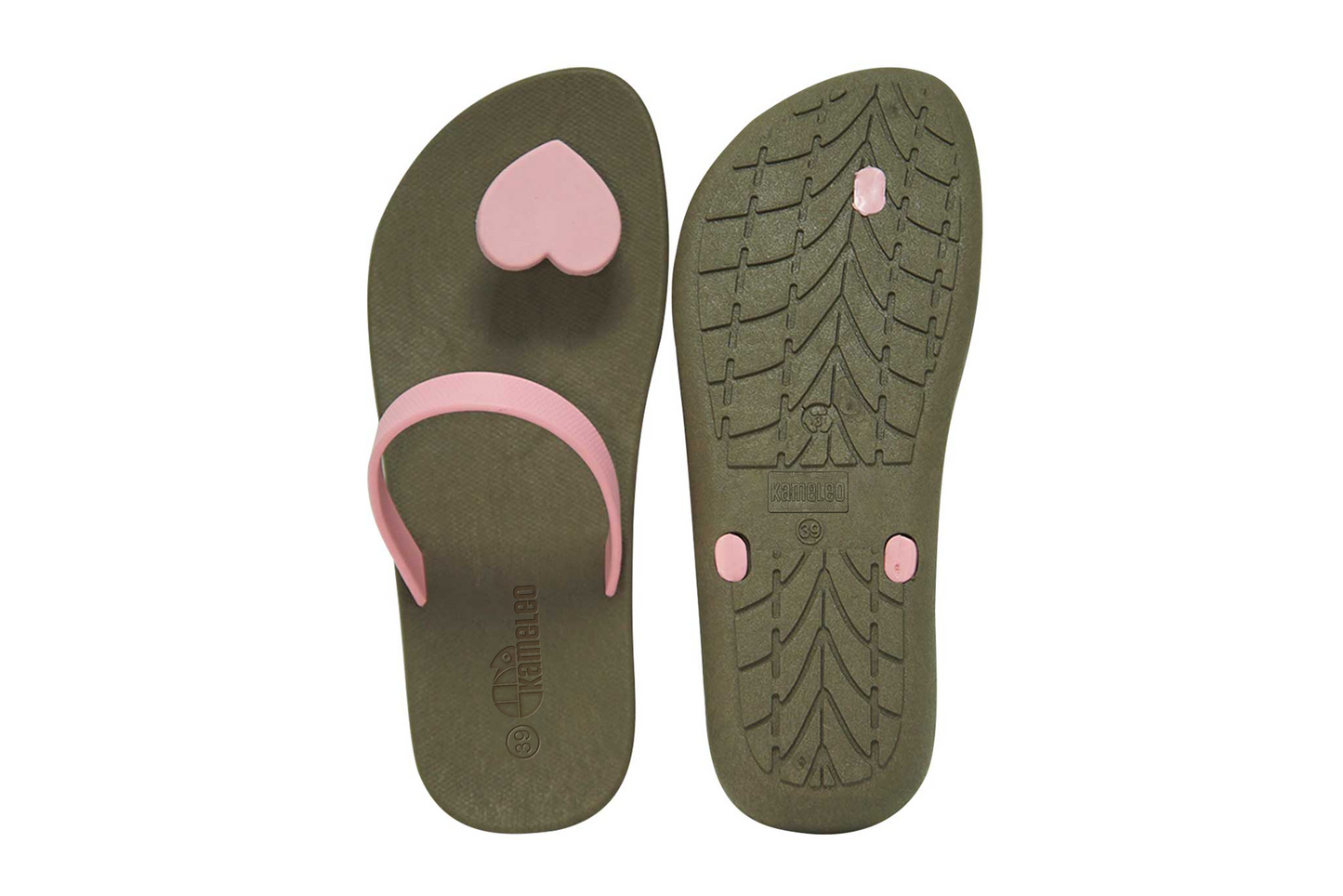 Poppi Heart Brown Sole LightPink Strap