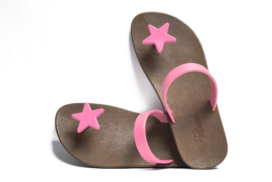 Poppi Star Brown Sole LightPink Strap