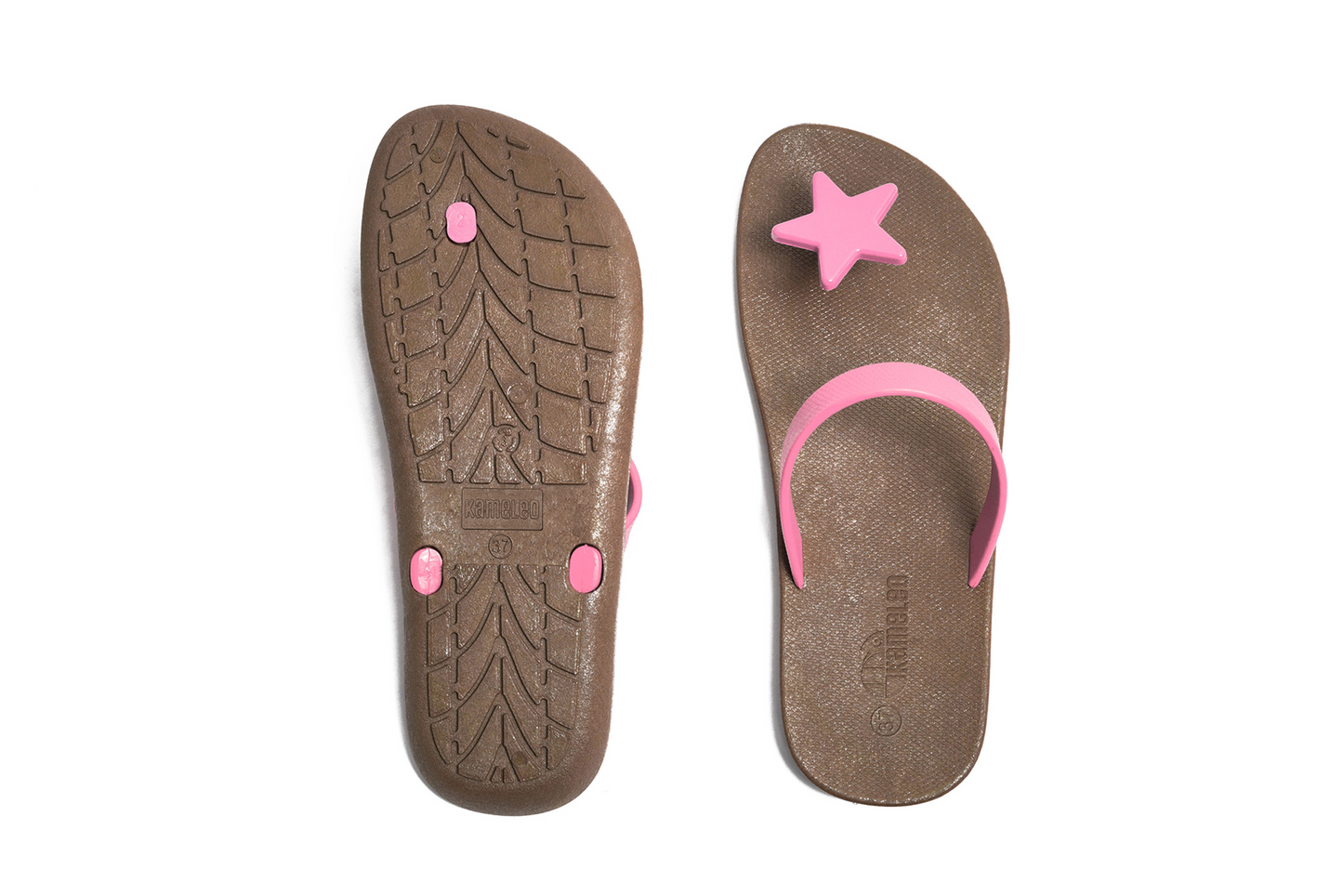 Poppi Star Brown Sole LightPink Strap