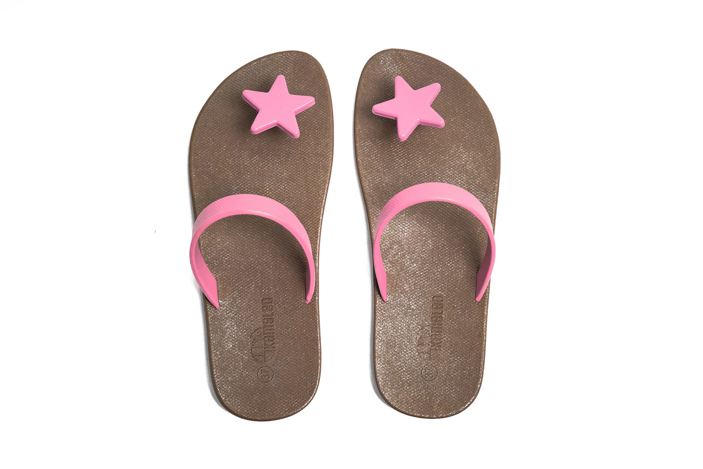 Poppi Star Brown Sole LightPink Strap