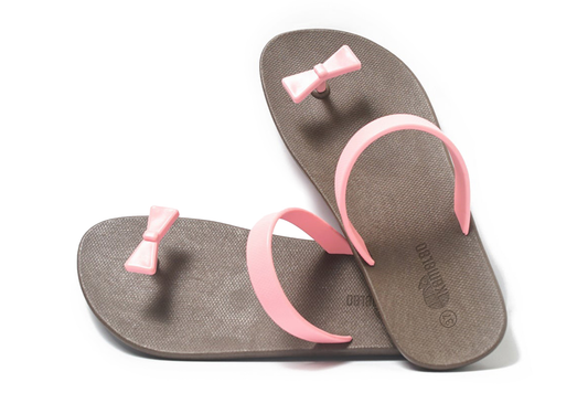 Poppi Bow Brown Sole LightPink Strap