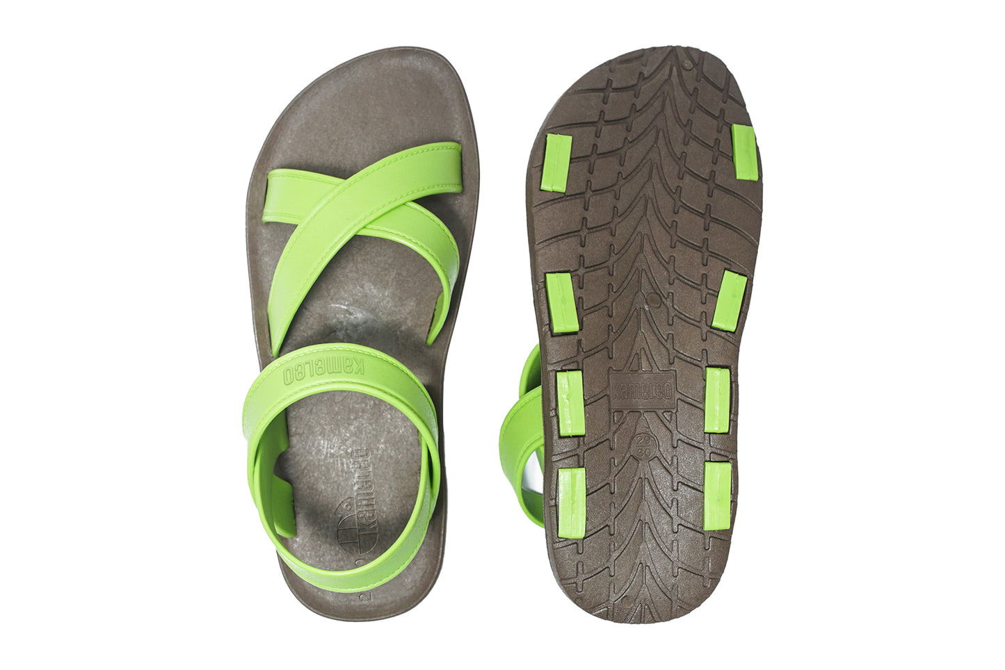 Cross Plus Kids Brown Sole Lime Strap