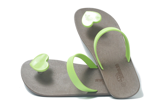 Poppi Heart Brown Sole Lime Strap