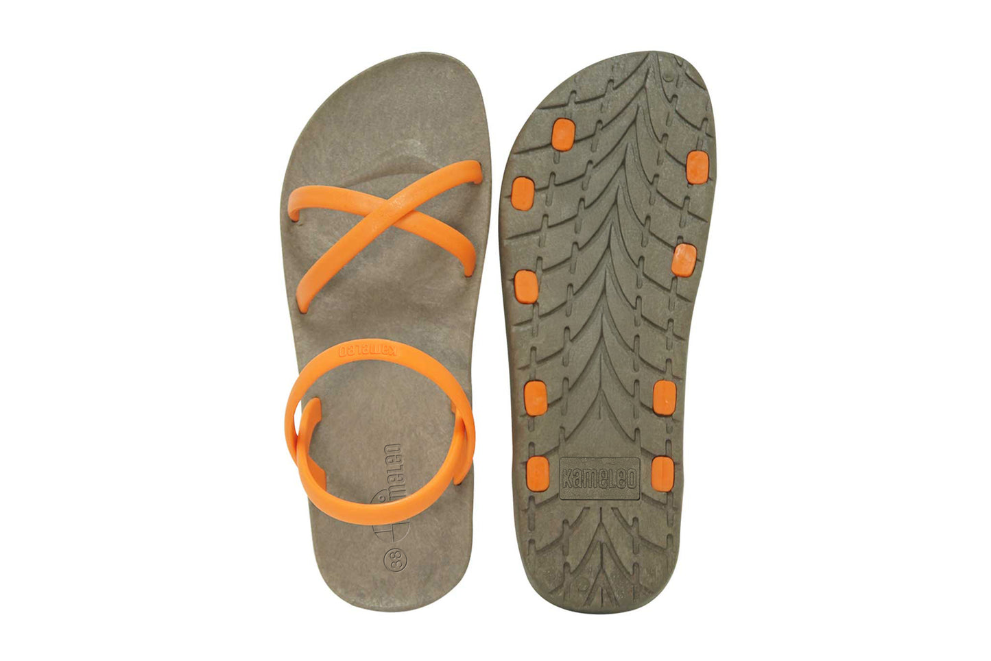 Cross Slim Brown Sole Orange Strap