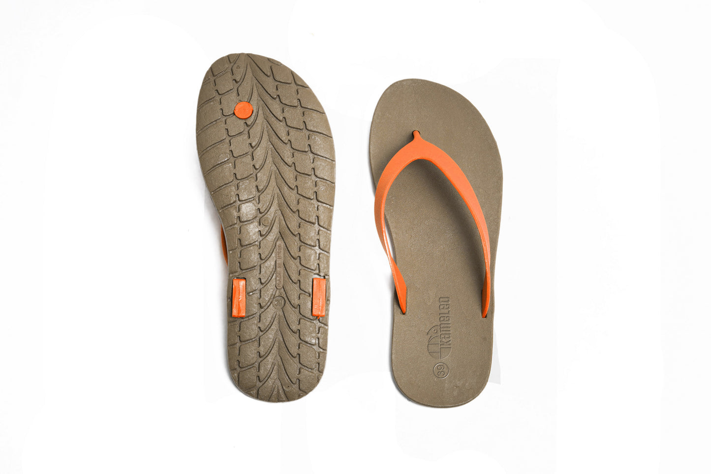 Flippy Brown Sole Orange Strap
