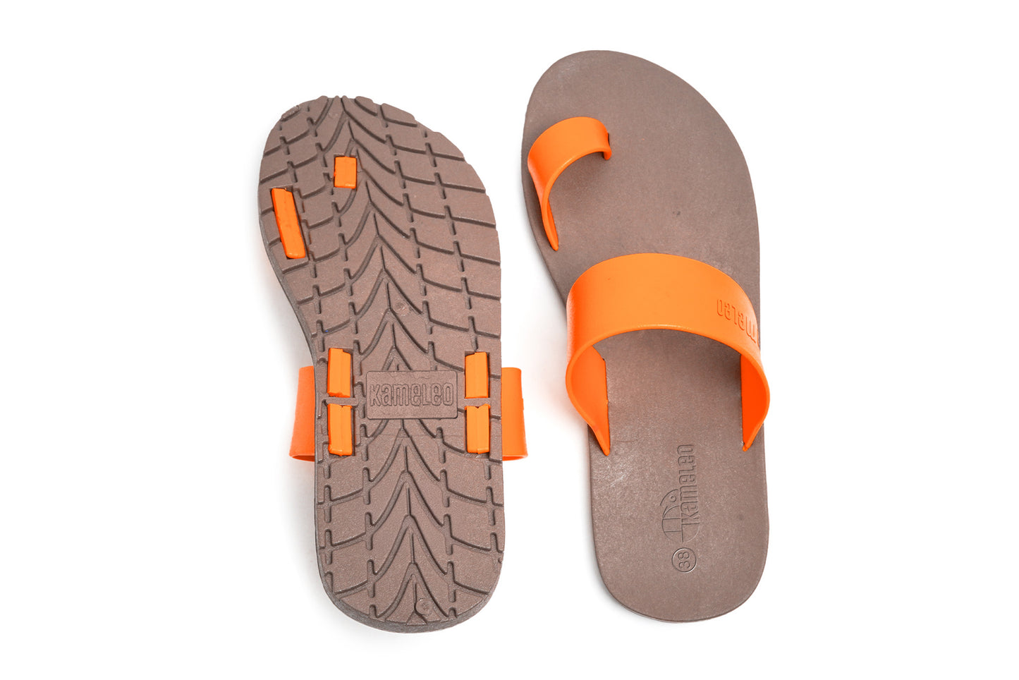 Pop Thumb Brown Sole Orange Strap