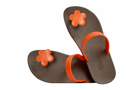 Poppi Flora Brown Sole Orange Strap