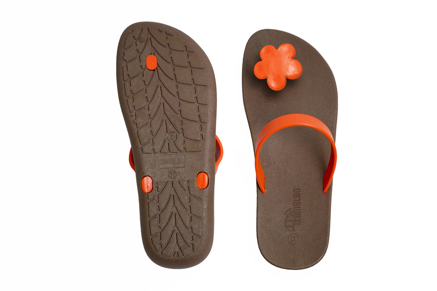 Poppi Flora Brown Sole Orange Strap