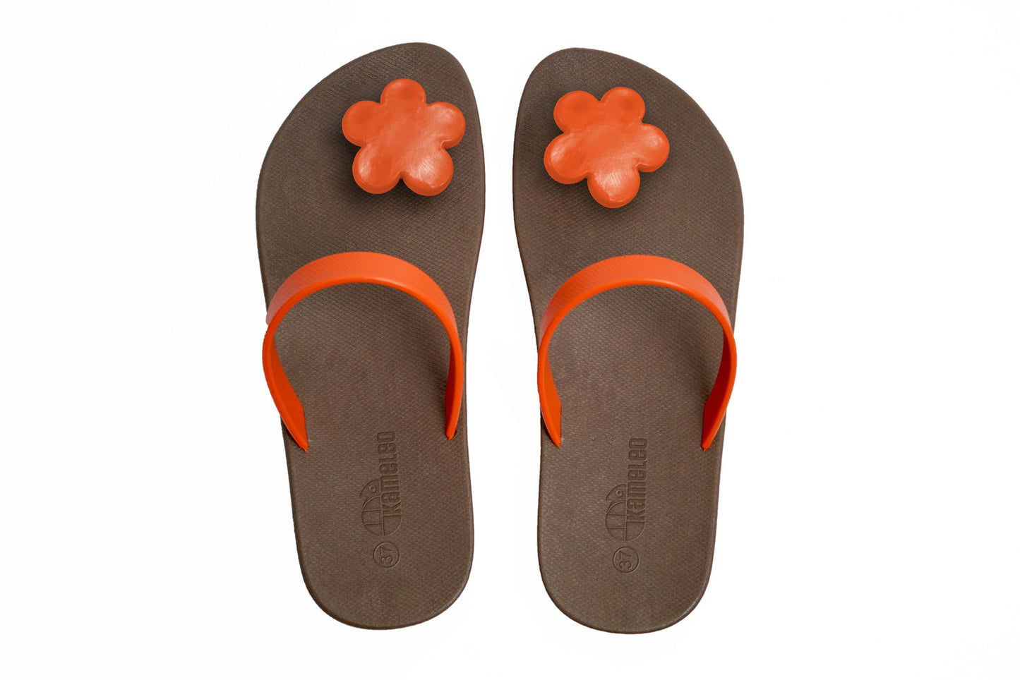 Poppi Flora Brown Sole Orange Strap