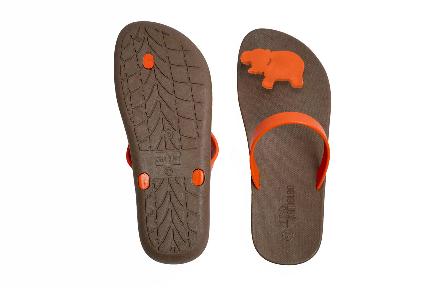 Poppi Hippo Brown Sole Orange Strap
