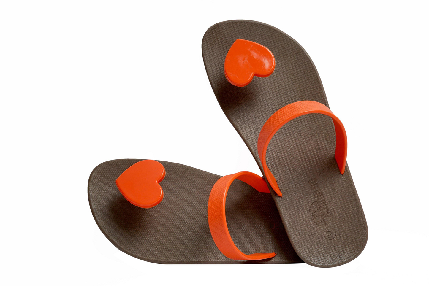 Poppi Heart Brown Sole Orange Strap
