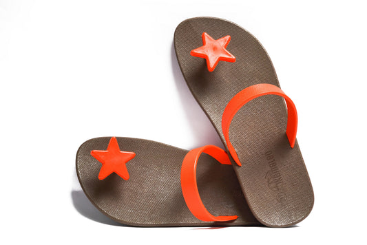 Poppi Star Brown Sole Orange Strap