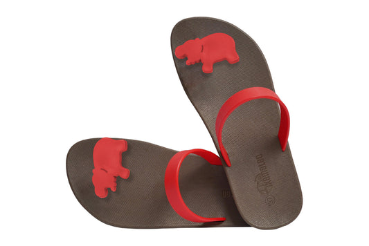 Poppi Hippo Brown Sole Red Strap