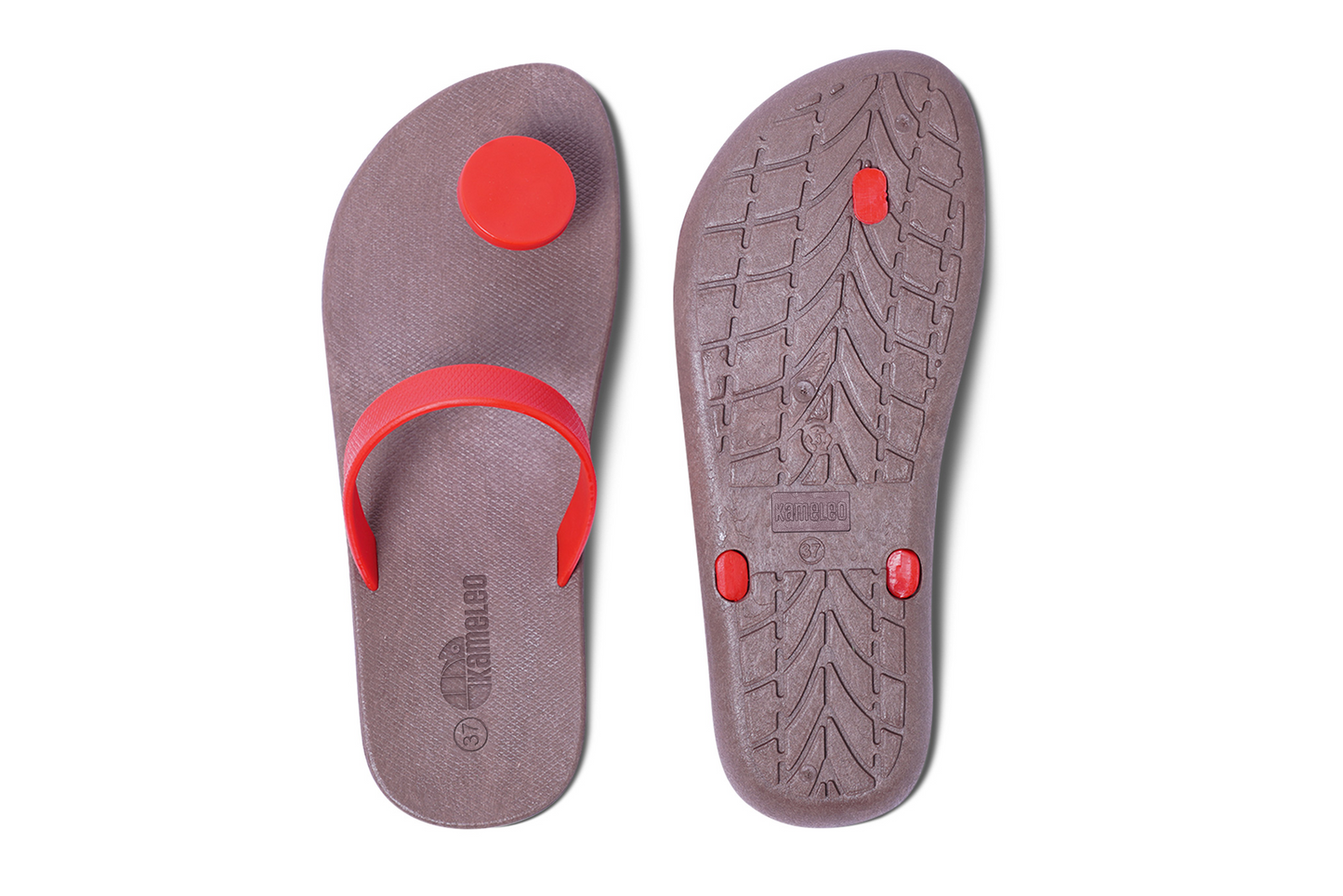 Poppi Dot Brown Sole Red Strap
