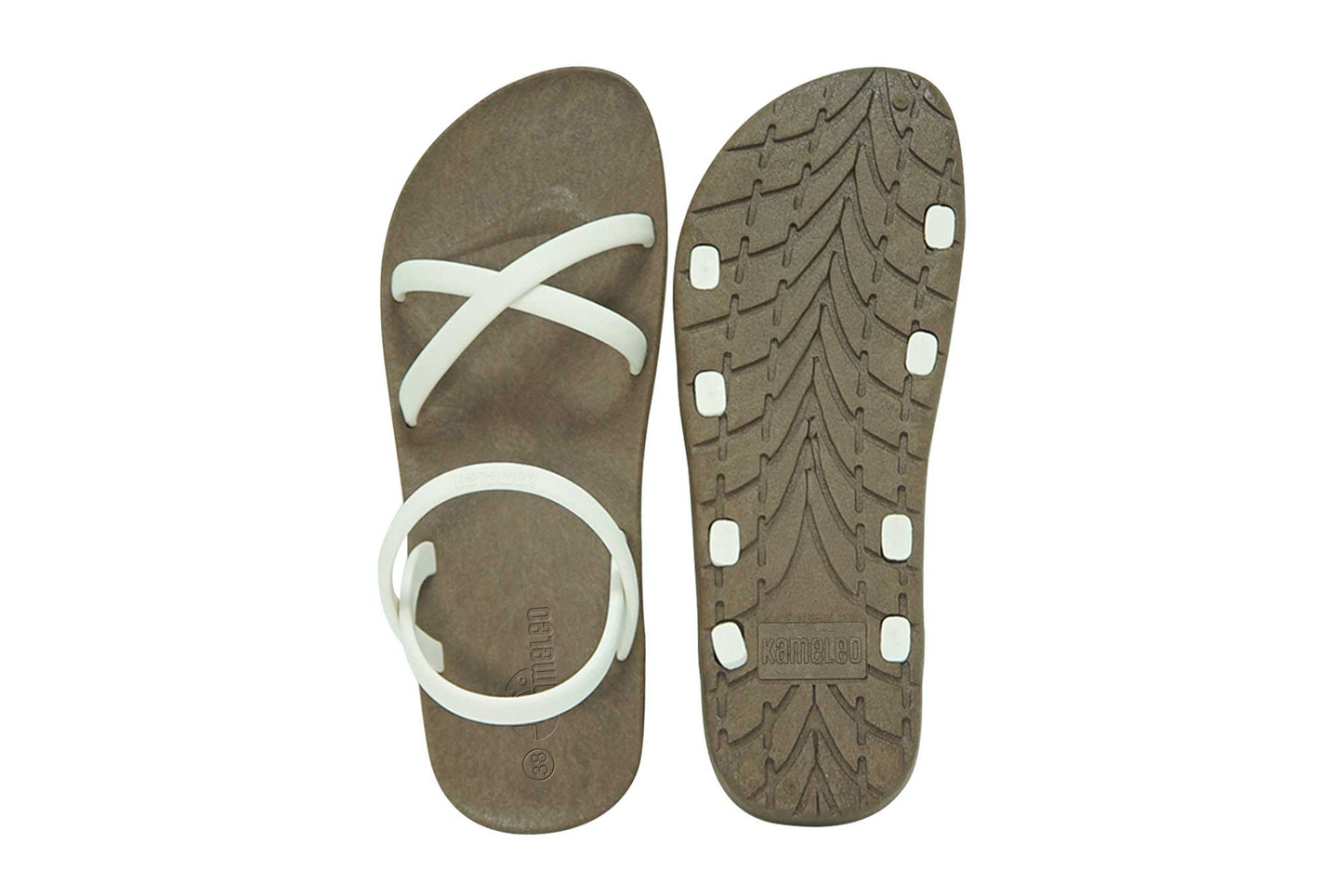 Cross Slim Brown Sole White Strap