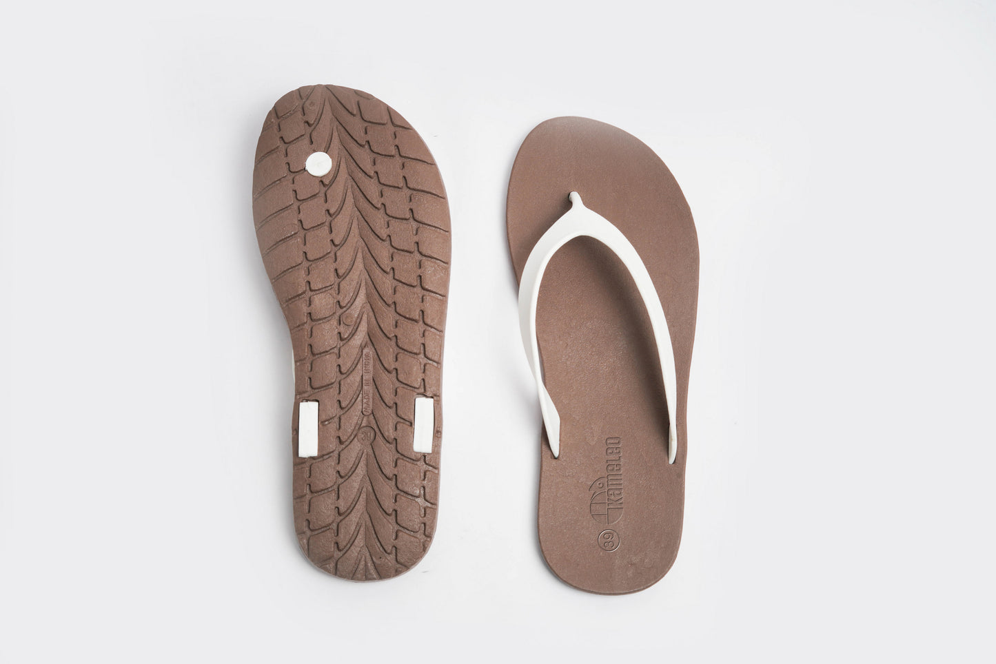 Flippy Brown Sole White Strap