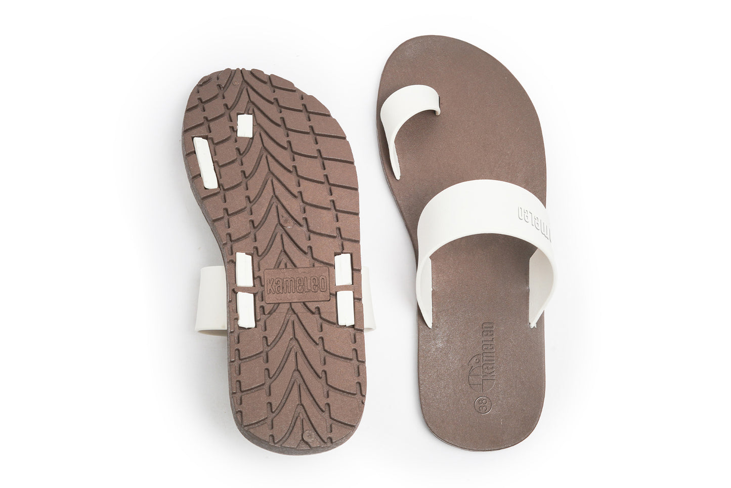 Pop Thumb Brown Sole White Strap