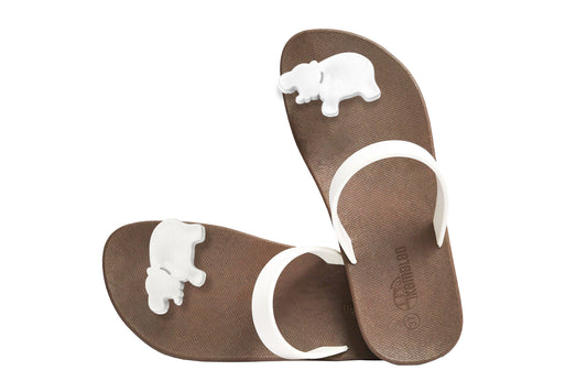 Poppi Hippo Brown Sole White Strap