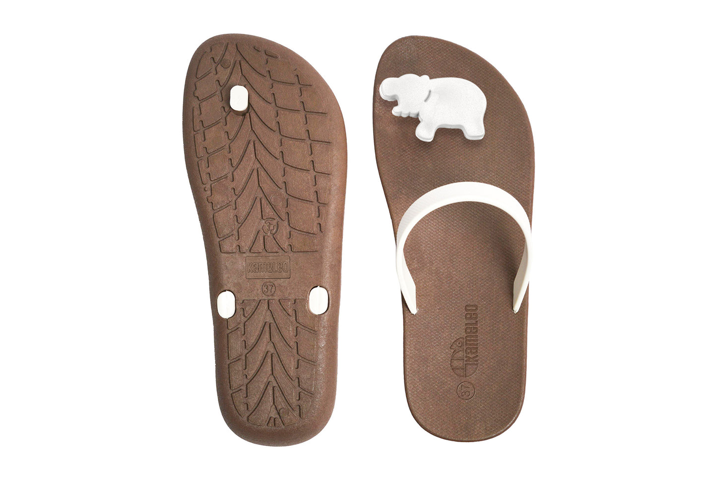 Poppi Hippo Brown Sole White Strap